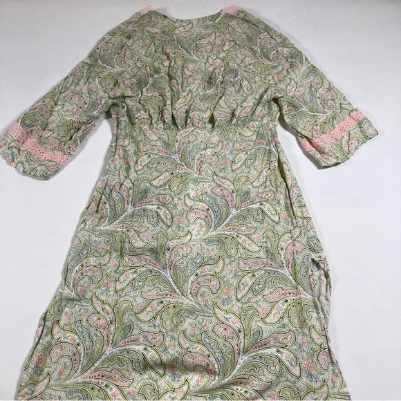 Anthropologie Florets Paisley Sleep Robe Eyelet Lace Romantic Pastel Size Small - Picture 3 of 16